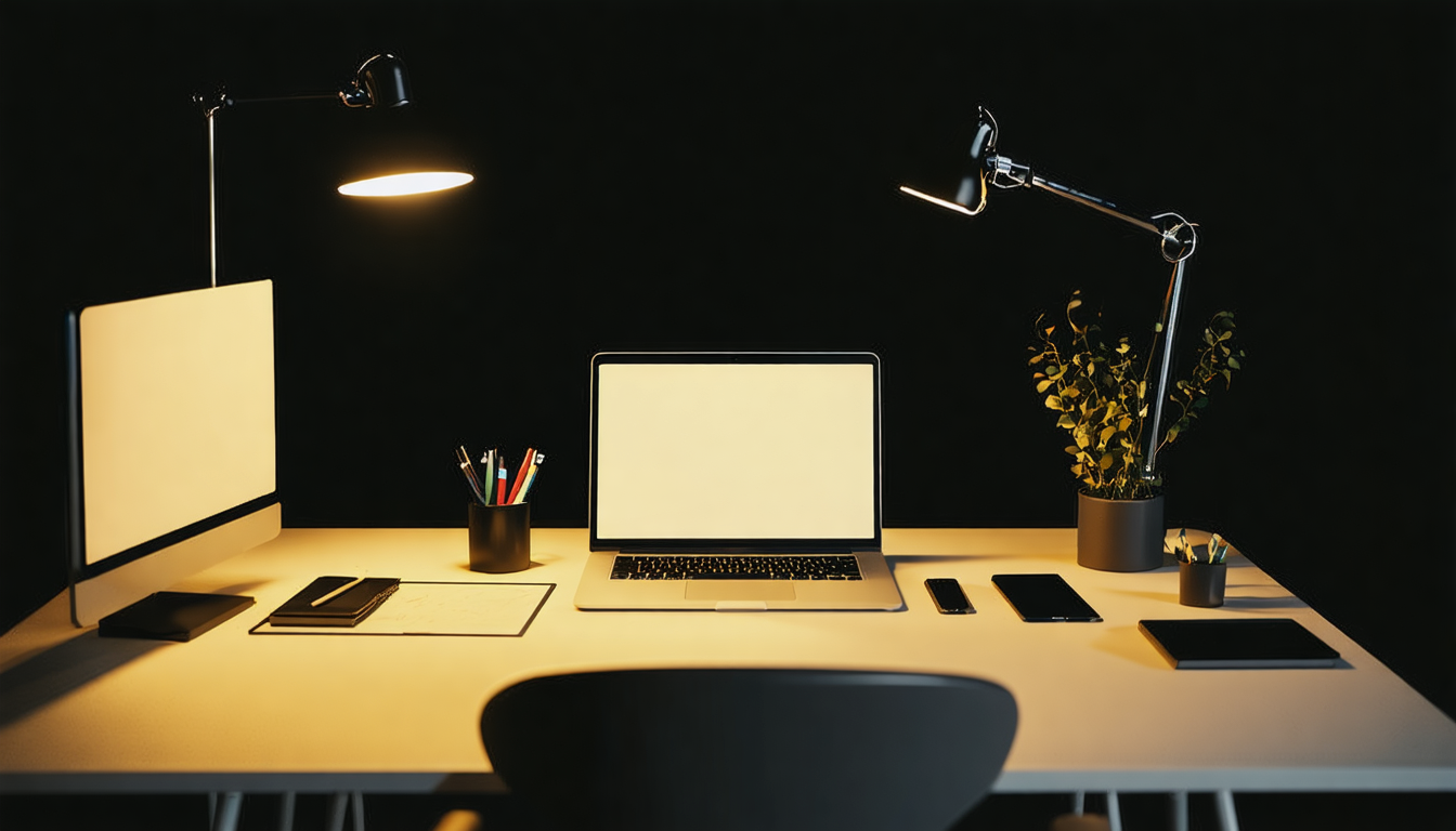 A single professional at a desk, with the everyday tools around them quietly labeled as AI: the email that finishes sentences, the search box that answers in prose, the meeting app that writes the summary, the doc that drafts the first version. One s