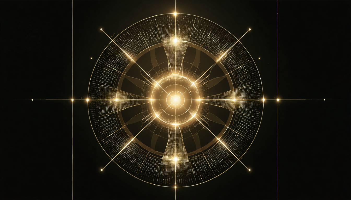 Six-principle wheel around a central 'GOVERN' hub, each spoke labeled with its one-line check question. Warm gold on near-black.
